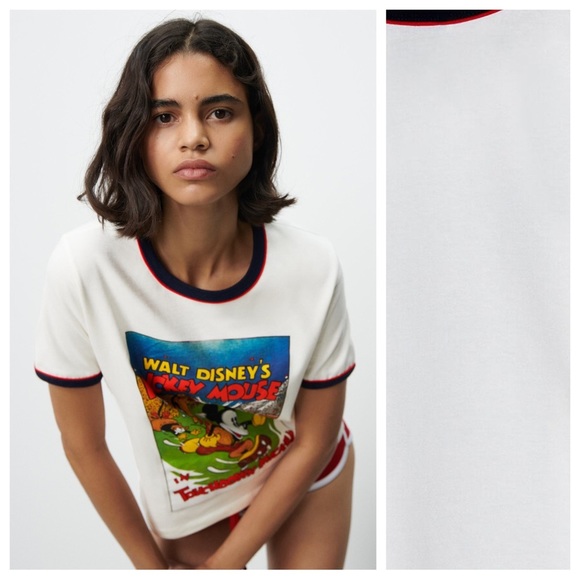 NWOT. Zara White Retro MICKEY MOUSE ©DISNEY T-Shirt. Size S. - Picture 3 of 10
